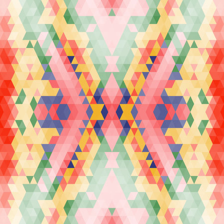 ethnic Vector illustration pattern of simple triangles of red, green, blue, yellow and orange....