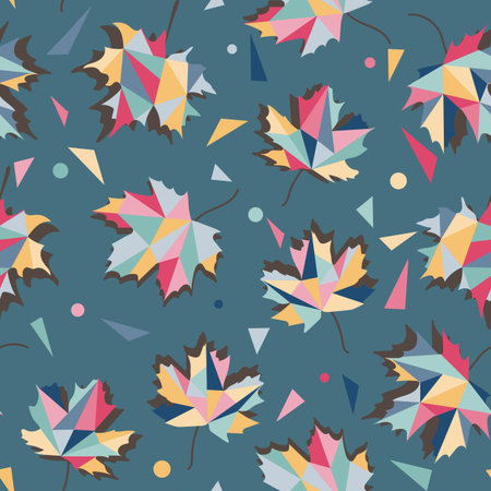 erased ethnic lined colorful leaves abstract vector seamless wallpaper background pattern design. geometric leaves. Ornamentsのイラスト素材