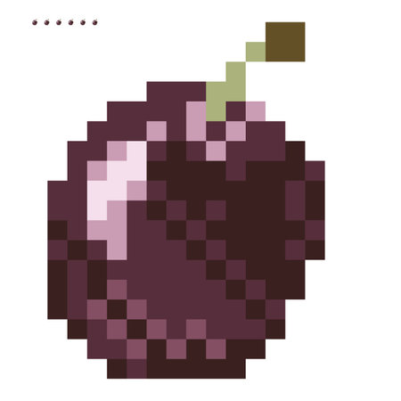 Minimalistic pixel graphic symbol of plum. Art vector object isolated. Game 8 bit style.のイラスト素材