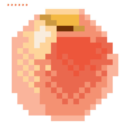 Minimalistic pixel graphic symbol of peach Art vector object isolated. Game 8 bit style.のイラスト素材