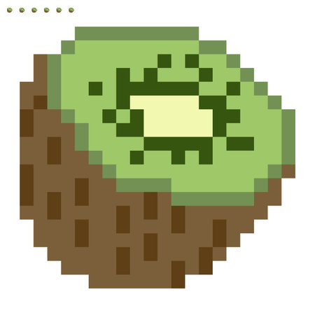 Minimalistic pixel graphic symbol of kiwi. Art vector object isolated. Game 8 bit style.のイラスト素材