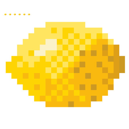 Minimalistic pixel graphic symbol of lemon. Art vector object isolated. Game 8 bit style.のイラスト素材
