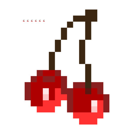 Minimalistic pixel graphic symbol of cherry. Art vector object isolated. Game 8 bit style.のイラスト素材