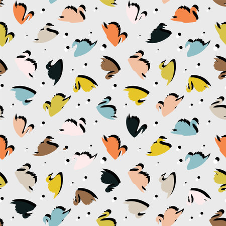 Seamless pattern with geometric silhouette of swans.のイラスト素材