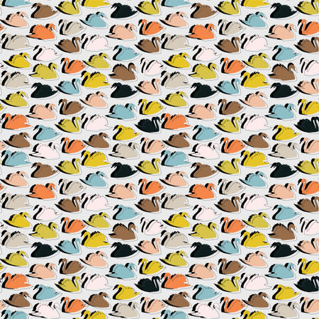 Seamless pattern with geometric silhouette of swans.のイラスト素材