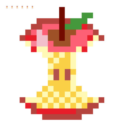 Minimalistic pixel graphic symbol of apple core. Art vector object isolated. Game 8 bit style.のイラスト素材