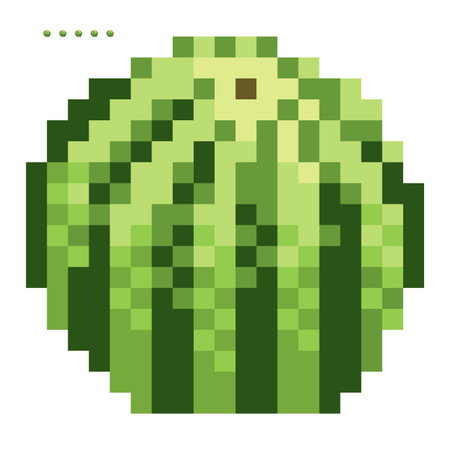Minimalistic pixel graphic symbol of watermelon. Art vector object isolated. Game 8 bit style.のイラスト素材