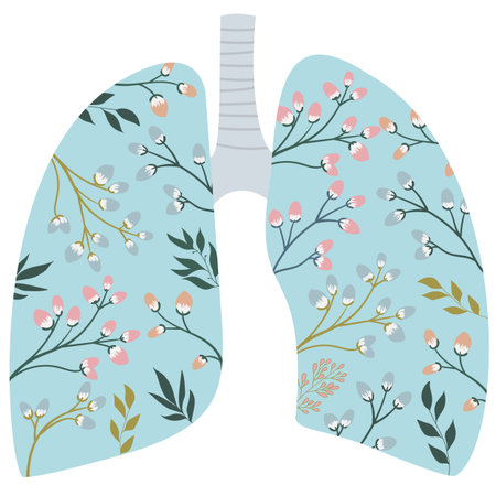 Blooming, healthy human lungs. World-wide day against pneumonia. The fight against tuberculosis in medicine. Smoker's lungs and healthy. Blue lungs in spring buds on a treeのイラスト素材