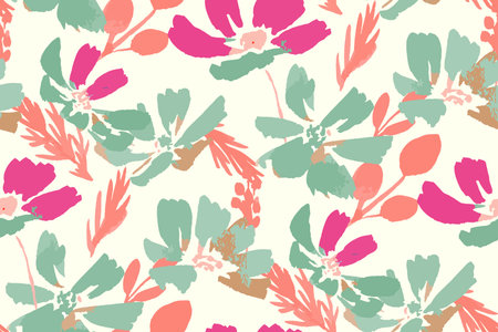 delicate beautiful feminine seamless pattern with wildflowersのイラスト素材