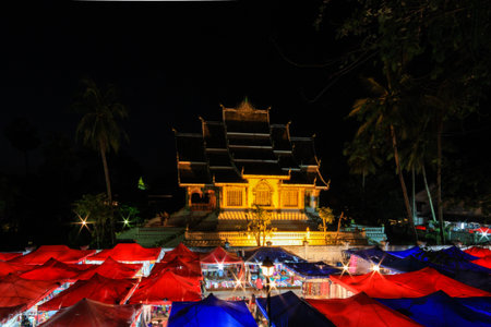 Night market at Luang Pra Bang, Laosの写真素材