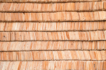 sheet tile baked clay  for thai temple roof backgroundの写真素材