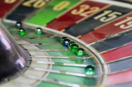 many grass ball in old roulette wheel.close upの写真素材