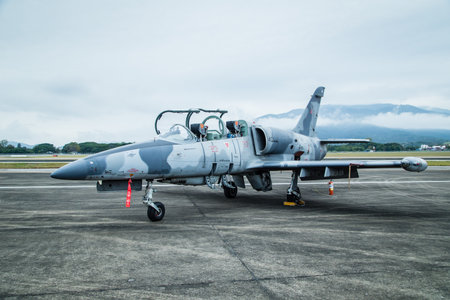 Chiang Mai, Thailand-January 13, 2018 : Thai air force showed F-5E fighter plane in children's day at Chiang Mai airportのeditorial素材