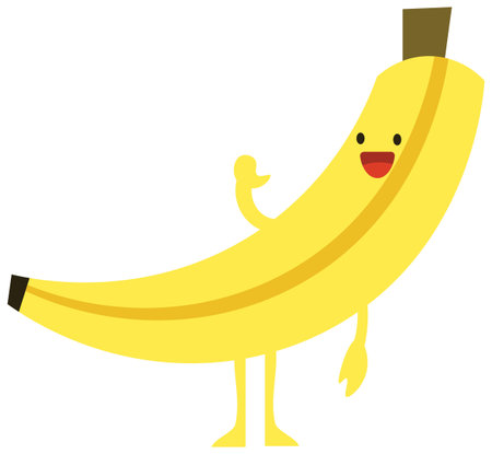 Print cartoon doodles summer color set citrus fruit flat banana monster happyのイラスト素材