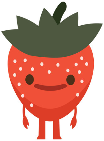 Print cartoon doodles summer color set citrus fruit flat Strawberry monster happyのイラスト素材