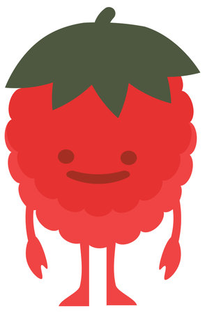 Print cartoon doodles summer color set citrus fruit flat raspberries monster happyのイラスト素材