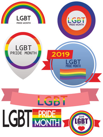 LGBT Pride Month in June. Lesbian Gay Bisexual Transgender. Celebrated annual. LGBT flag. Rainbow love concept. Human rights and tolerance. Poster, card, banner and background.のイラスト素材