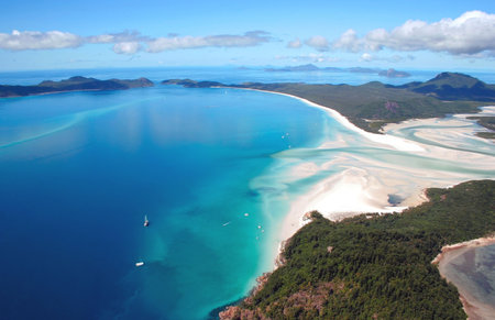 Aerial view of Whitehaven Beach, Australiaの写真素材