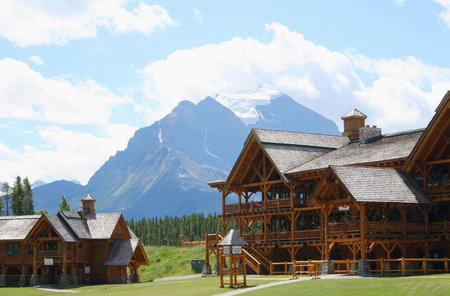Lodge at the base of Sulphur Mountain, Banff, Alberta, Canadaの写真素材