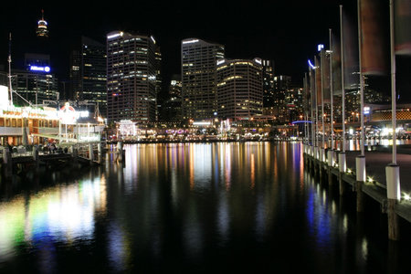 Darling Harbour, Sydney, May 2, 2010 - Streetscape of one of Sydney's most popular recreation areas with over 1.3 million people visiting the precinct each year.のeditorial素材