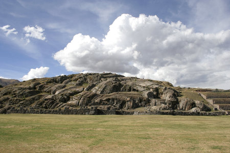 The Saqsaywaman archaeological complex, north of Cuzco, Peru, South Americaの写真素材
