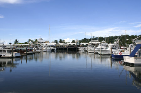 Picturesque Port Douglas Marina in far north Queensland, Australiaの写真素材