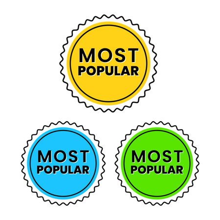 Most popular badge icon label sign design vectorのイラスト素材
