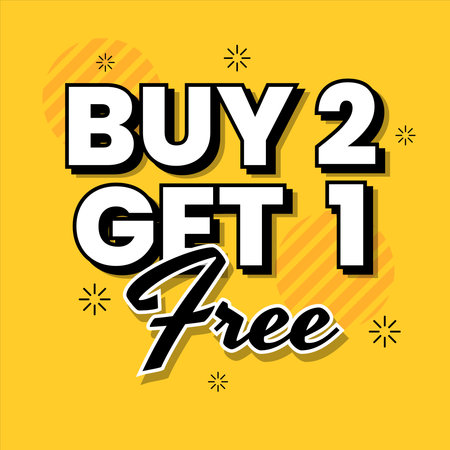 Buy two get one free shopping offers banner design vectorのイラスト素材