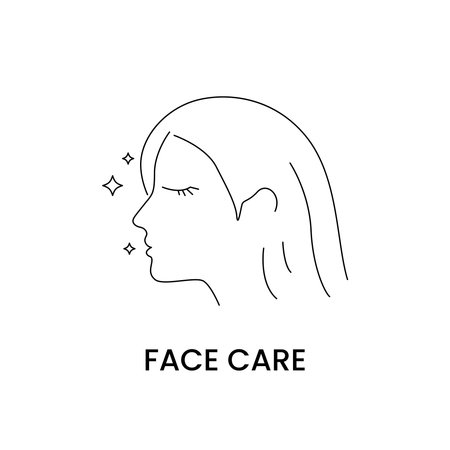Female Woman Feminine Face Care Beauty Cosmetics Hygiene Icon Sign Design Vector, Beauty Product Bannerのイラスト素材