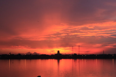 A beautiful hidden place in the middle of a crowded town.の写真素材