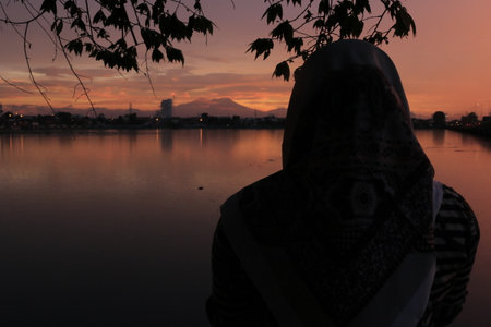 A beautiful hidden place in the middle of a crowded town.の写真素材