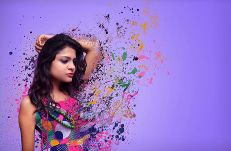 Colour splash portrait.August 2017 , India.の写真素材