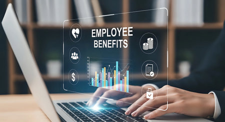 Employee benefits concept on virtual screen. Business, technology and internet concept.の写真素材