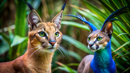 Caracal cat in the jungle, Thailand.の写真素材