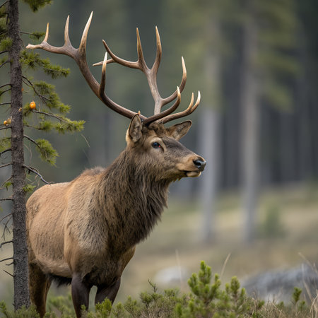 Elk (Cervus elaphus) during rutting seasonの写真素材