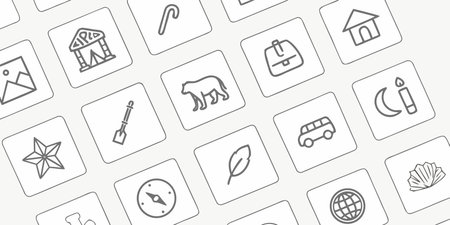 Travel and adventure outline icons set. Vector illustration for your design.の素材