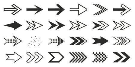 Arrow icons set. Collection of black arrows. Vector illustration.の素材