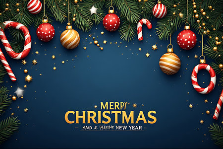 Merry Christmas and Happy New Year. Greeting card. Vector illustrationの素材