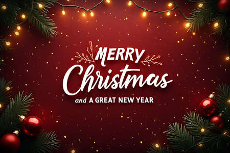 Merry Christmas and Happy New Year Greeting Card. Vector Illustrationの素材