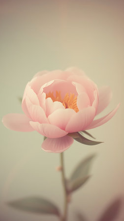 beautiful peony flower in soft color and blur style for backgroundの素材
