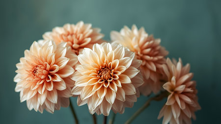 Beautiful dahlia flowers bouquet on a blue background.の素材