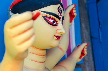 Side view of Hindu Goddess Durgaの写真素材
