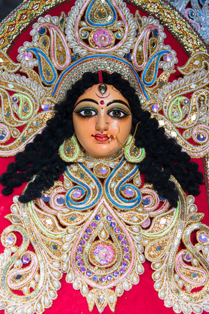 Beautiful face of Hindu Goddess Durgaの写真素材
