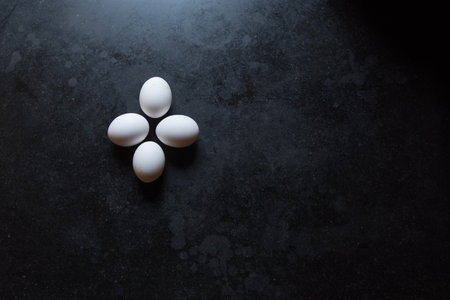 Top view of eggs on a background with use of selective focusの写真素材