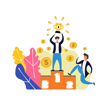Illustrations design concept business success via growth graph chart.のイラスト素材