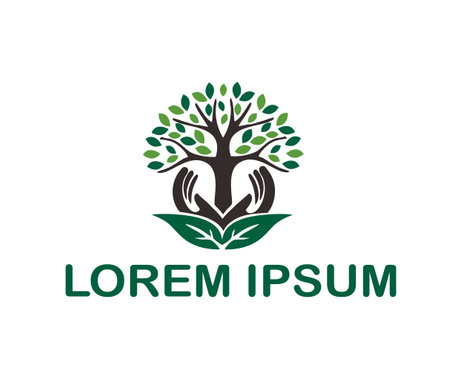 Concept of tree hand, environment safe, plant a tree. charity Vector imageのイラスト素材