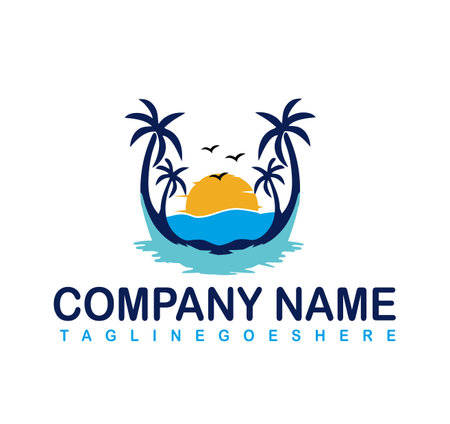 Natural beach  logo design vector template.のイラスト素材