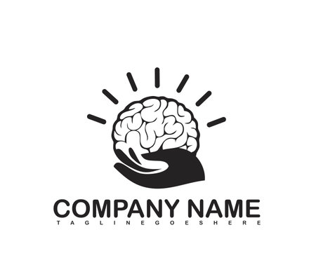 brain in the hand. bright lights, charity logo. vectorのイラスト素材