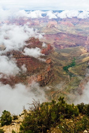 Grand Canyon National Park landscape with cloud inversion layerの写真素材