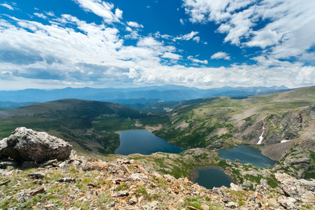 Landscape of alpine mountain lakes in the Colorado Rockiesの写真素材